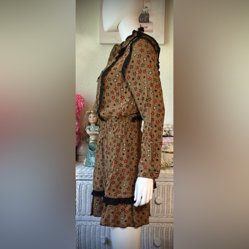 Scotch & Soda Mini Prairie Dress Modest Celestial print in brown & black size XS - Picture 3 of 13